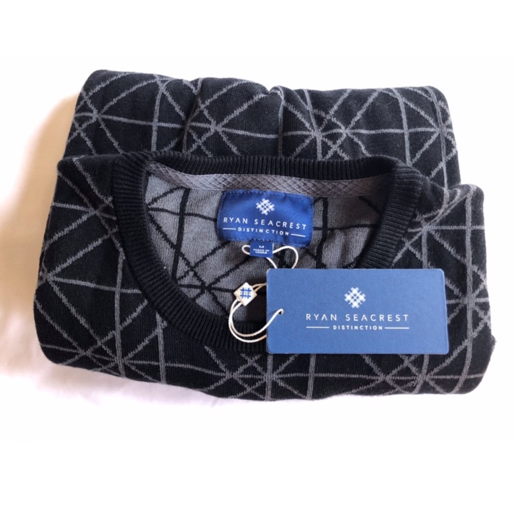 Ryan Seacrest Mens Sweater Crewneck Geo Knit